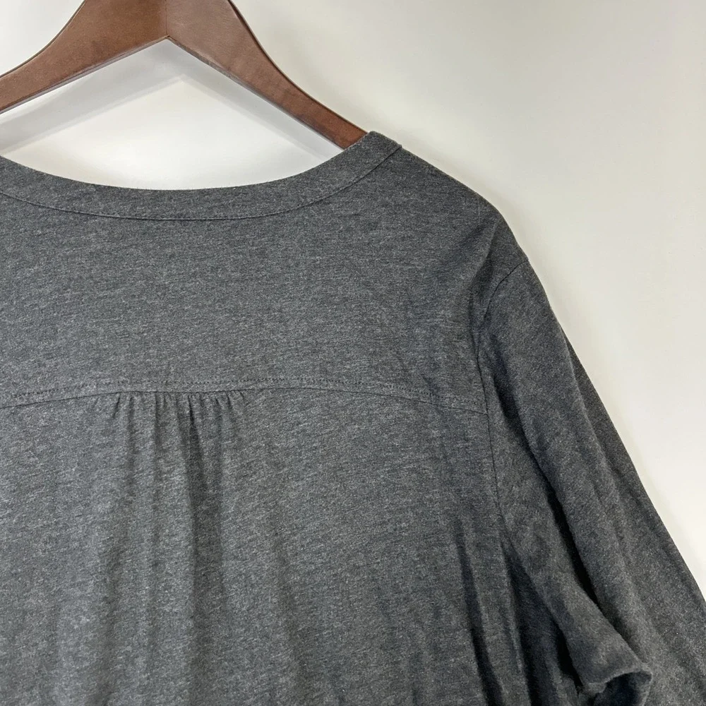 J Jill Womens Embroidered Top Size 2X Gray Button Up Modal‎ Stretchy Basic